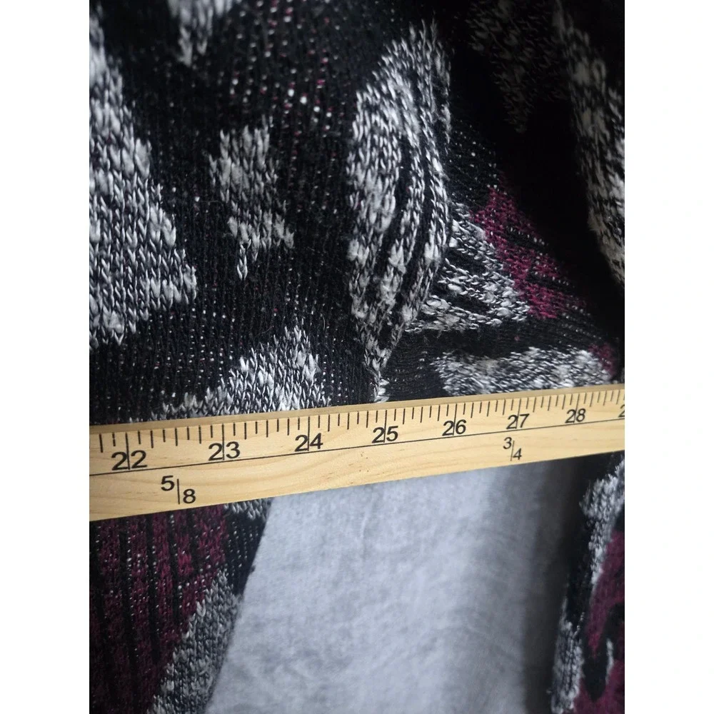 Le Tigre Vintage Mens Big Man Geometric Cardigan Sweater Burgundy Black 1X USA